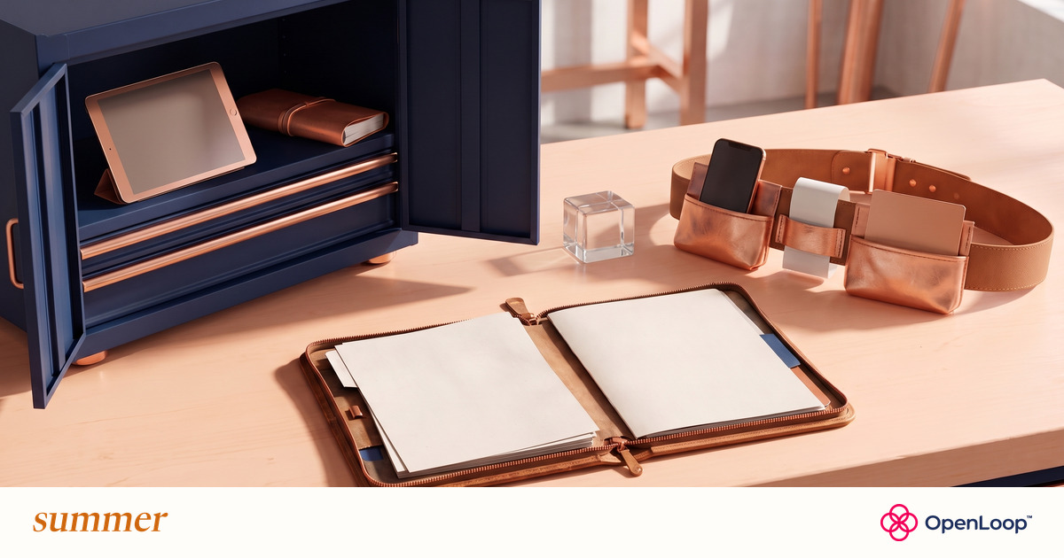 A tool cabinet and flexible tool belt surround the same customer case, with Summer and OpenLoop logos.