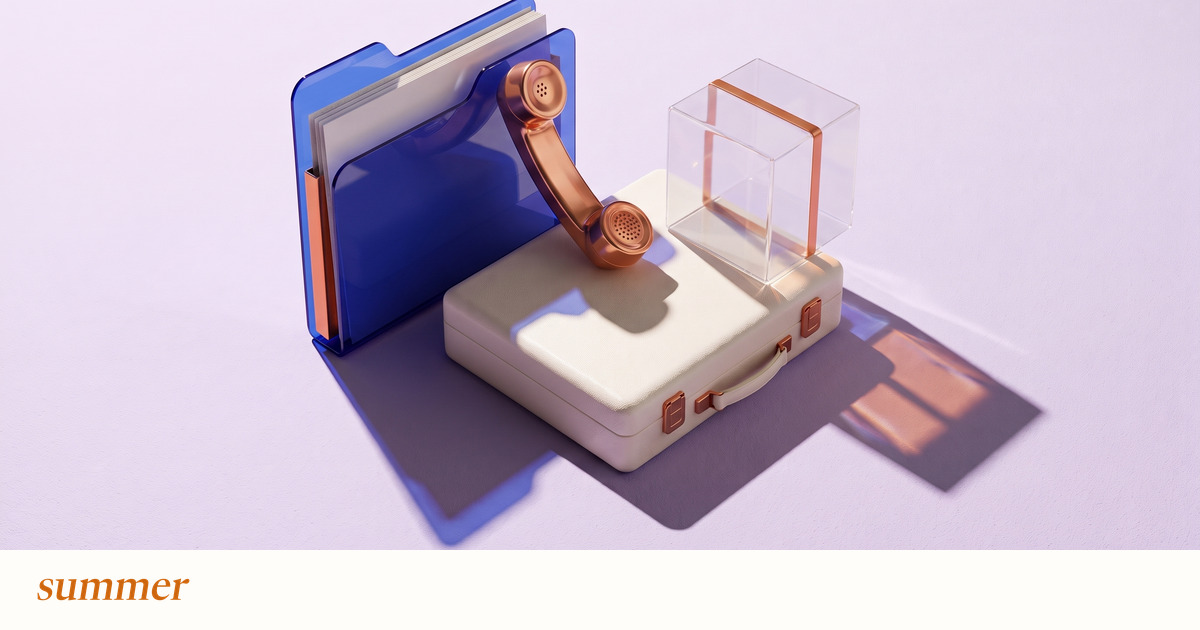 Colored shadows from records, phone and parcel meet on one case, illustrating connected telehealth support.
